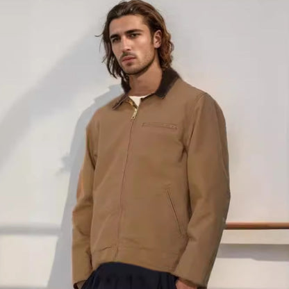 Men's Color Matching Lapel Zipper Jacket - RIFTOO