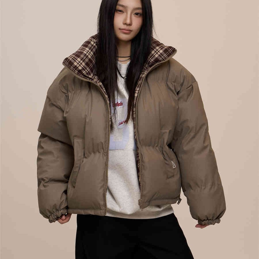 Retro Double-Sided Plaid Jacket – Cotton-Padded for Warmth - RIFTOO