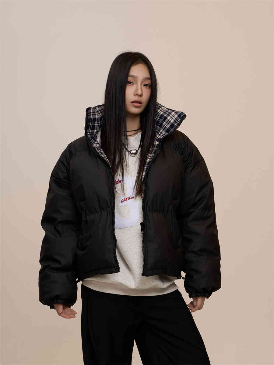 Retro Double-Sided Plaid Jacket – Cotton-Padded for Warmth - RIFTOO