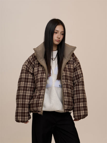 Retro Double-Sided Plaid Jacket – Cotton-Padded for Warmth - RIFTOO