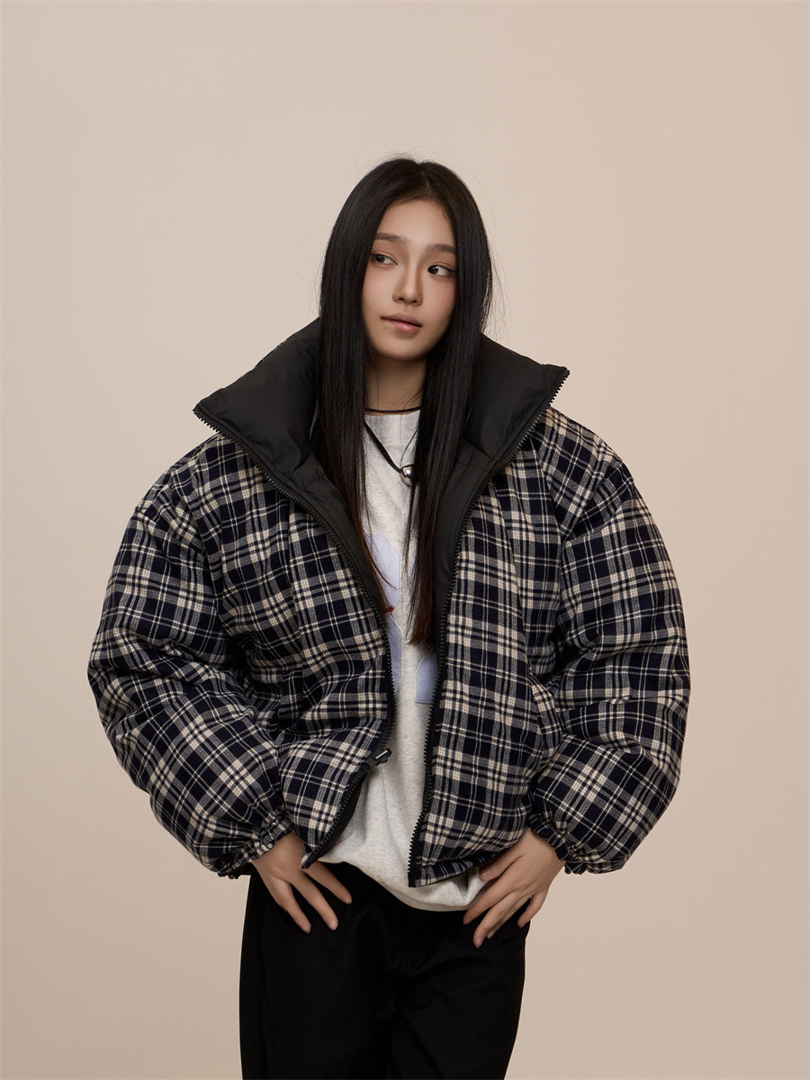 Retro Double-Sided Plaid Jacket – Cotton-Padded for Warmth - RIFTOO