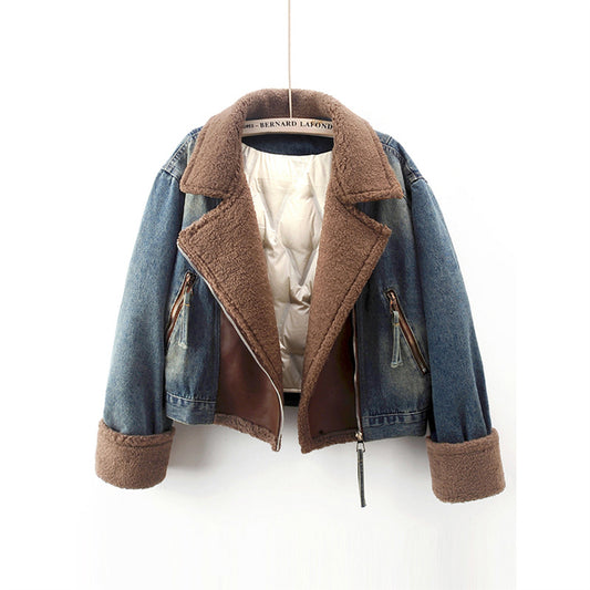 Women’s Fleece-Lined Denim Coat – Lamb Wool & Lightweight Down Jacket - RIFTOO