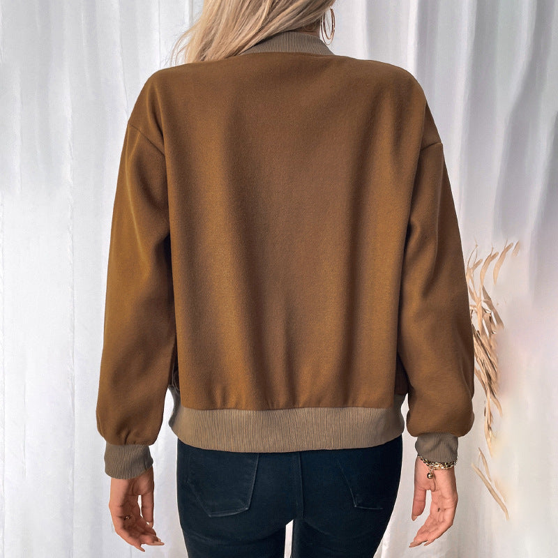 Women’s Single-Breasted Jacket – Half-Turtleneck & Stylish Pockets - RIFTOO